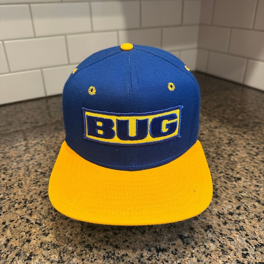 Vtg 90s New Era BUG Embroidered Logo Snapback Hat Made in USA Deadstock